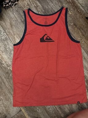 Quiksilver Men’s Red Tank with Navy Trim and Logo